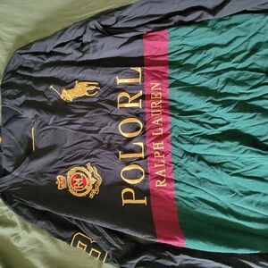 Ralph Lauren Black Jacket with Green and Pink Accents